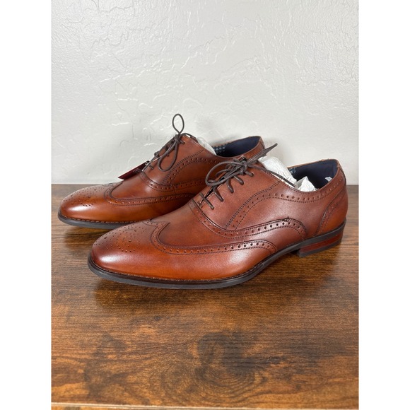 Stacy Adams Mens Redzone Cognac Leather Wingtip Oxford Dress‎ Shoes 8.5M main image 8